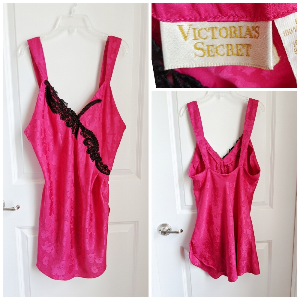 Victorias Secret Vintage Slip Lingerie Pink Black